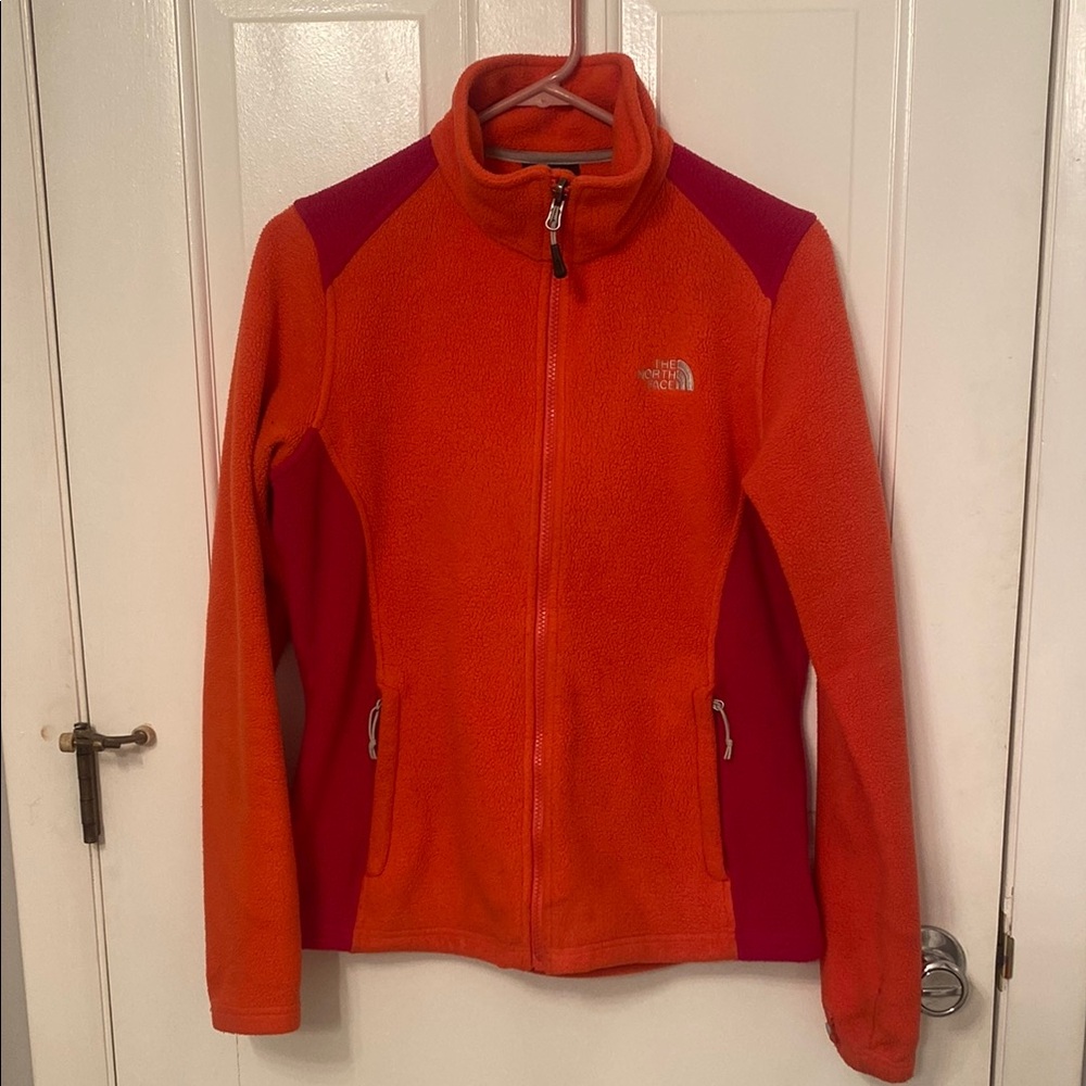 Red Orange North Face fleece zip